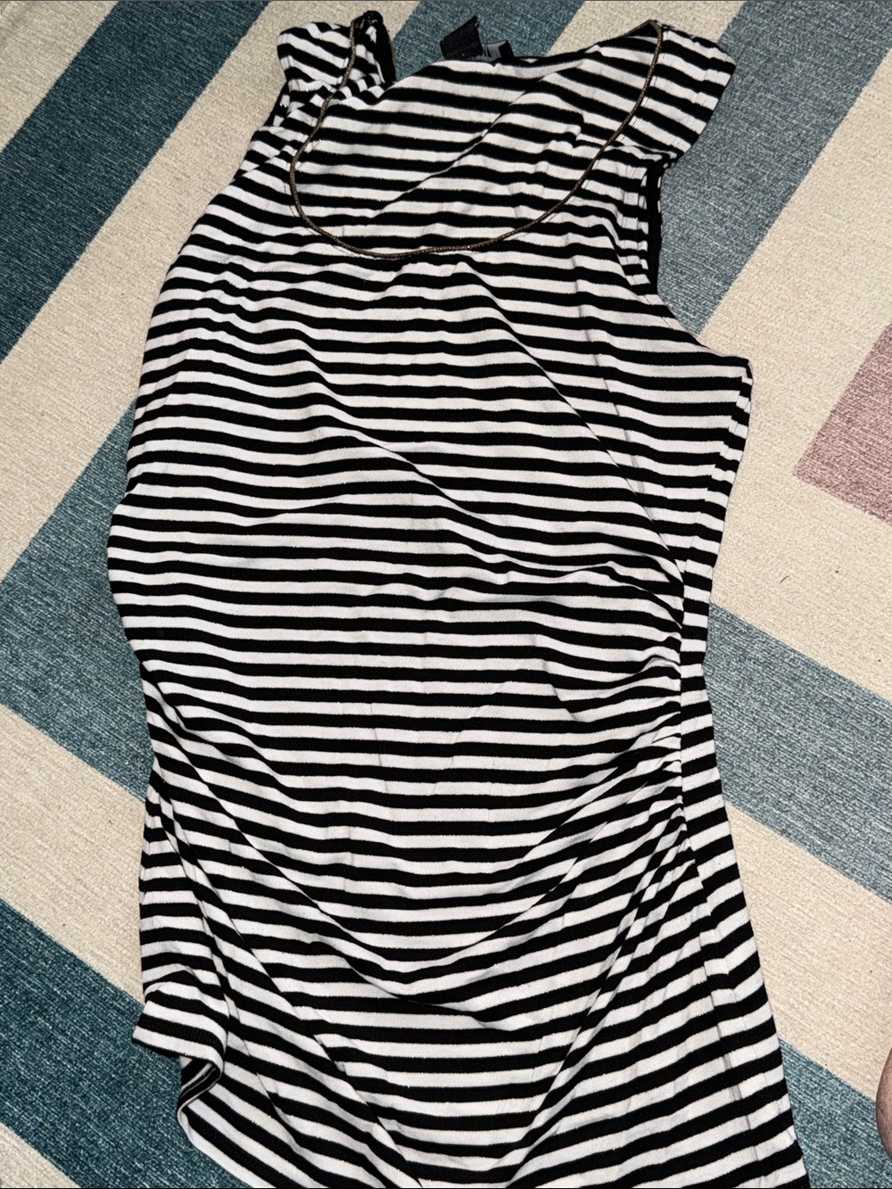 White House Black Market Black and White Stripe Tank Top